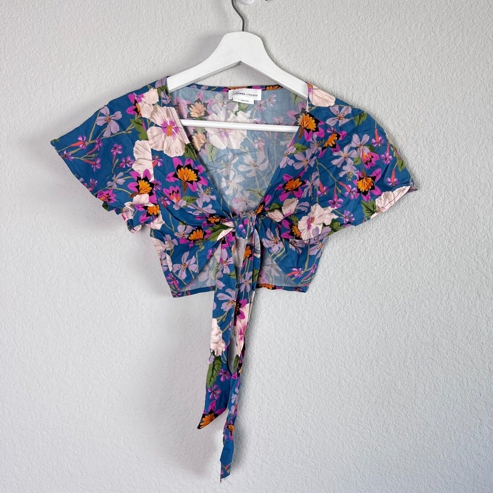 Lovers + Friends Blue Floral Crop Top